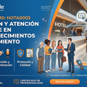 Analizar el ciclo de servicios del cliente en alojamientos turísticos || Ejecutar los procesos de reserva de habitaciones y gestión de disponibilidad || Realizar las operaciones de entrada (check-in) y registro de viajeros || Aplicar técnicas de comunicación y atención al cliente en diferentes situaciones || Gestionar la facturación, el cobro y la liquidación de servicios || Coordinar la asistencia y el servicio de conserjería durante la estancia || Realizar los procesos de salida (check-out) y encuestas de satisfacción || Manejar software de gestión hotelera (PMS) para el control operativo || Aplicar protocolos de seguridad, protección de datos y emergencias || Cumplir los estándares de calidad y normas de cortesía profesional